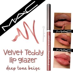 MAC Cosmetics Velvet Teddy Lip Glazer Deep Tone Beige Brand New In Box Full Size